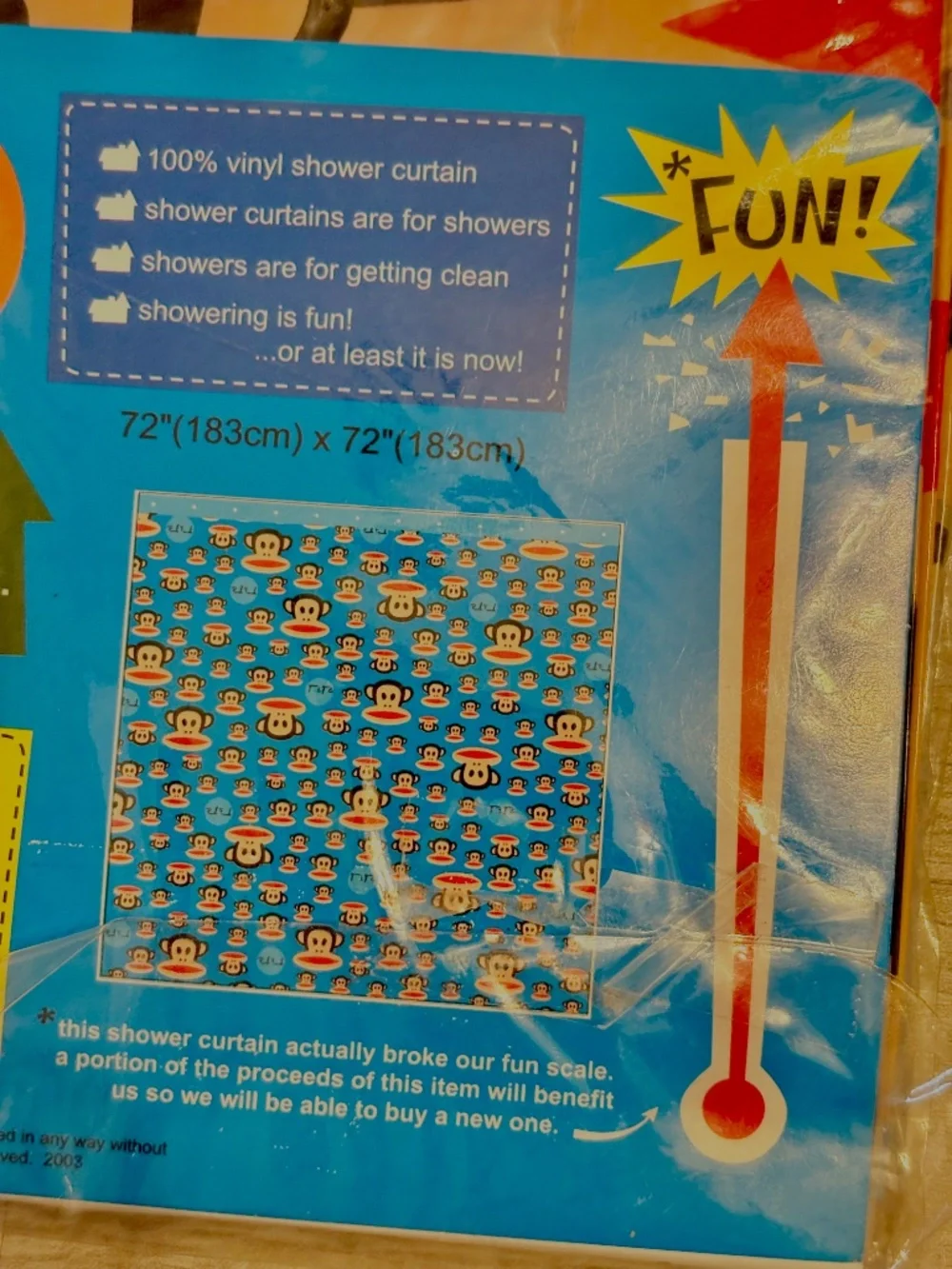 Vintage Paul Frank Julius the Monkey Vinyl Shower Curtain 72